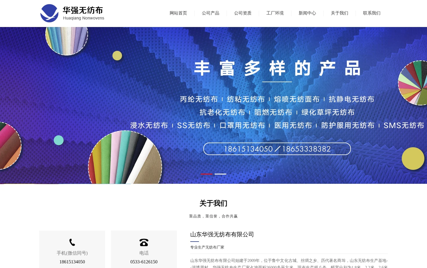 山东强无纺布有限公司 页面快照